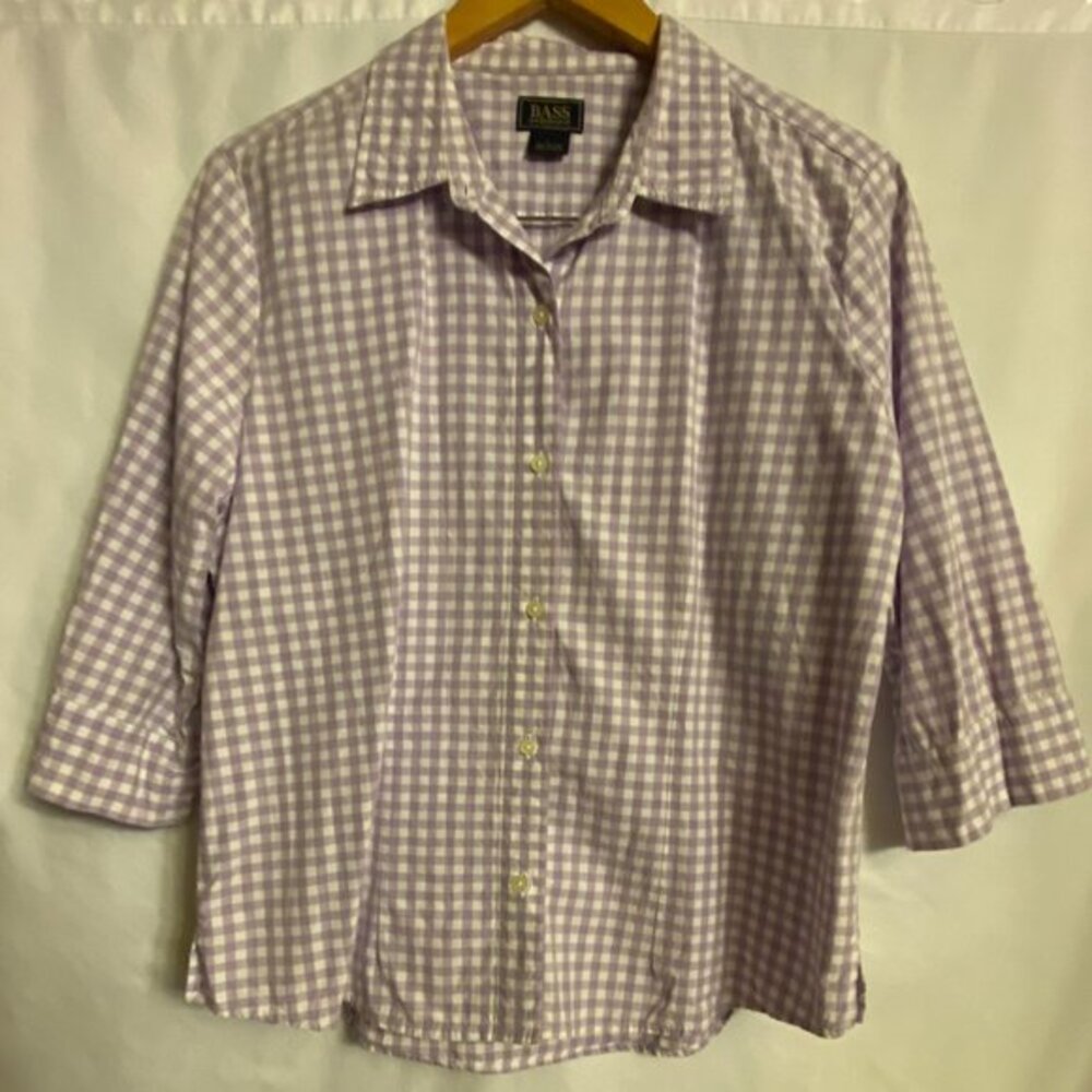 BASS G.H. Bass & Co. Purple Check Shirt Size L